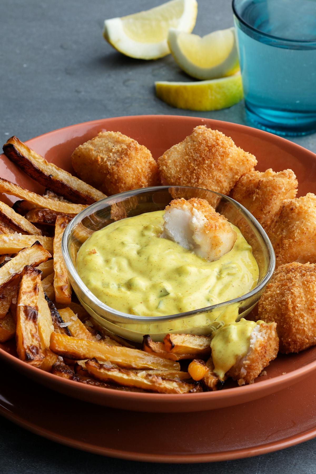 Low carb fish and chips with tartar sauce