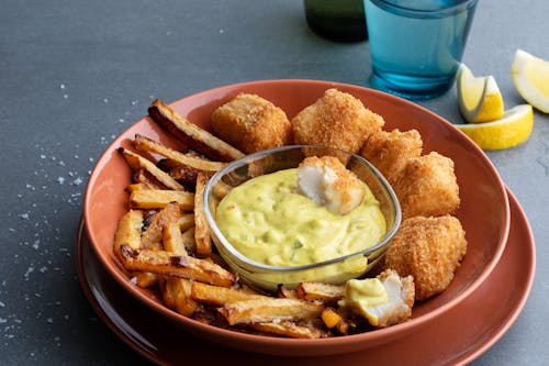 Low carb fish and chips with tartar sauce