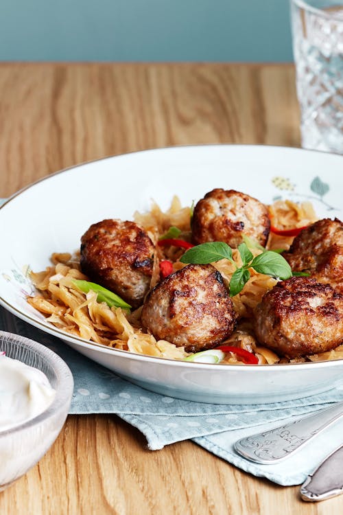 Keto Asian meatballs with Thai basil sauce