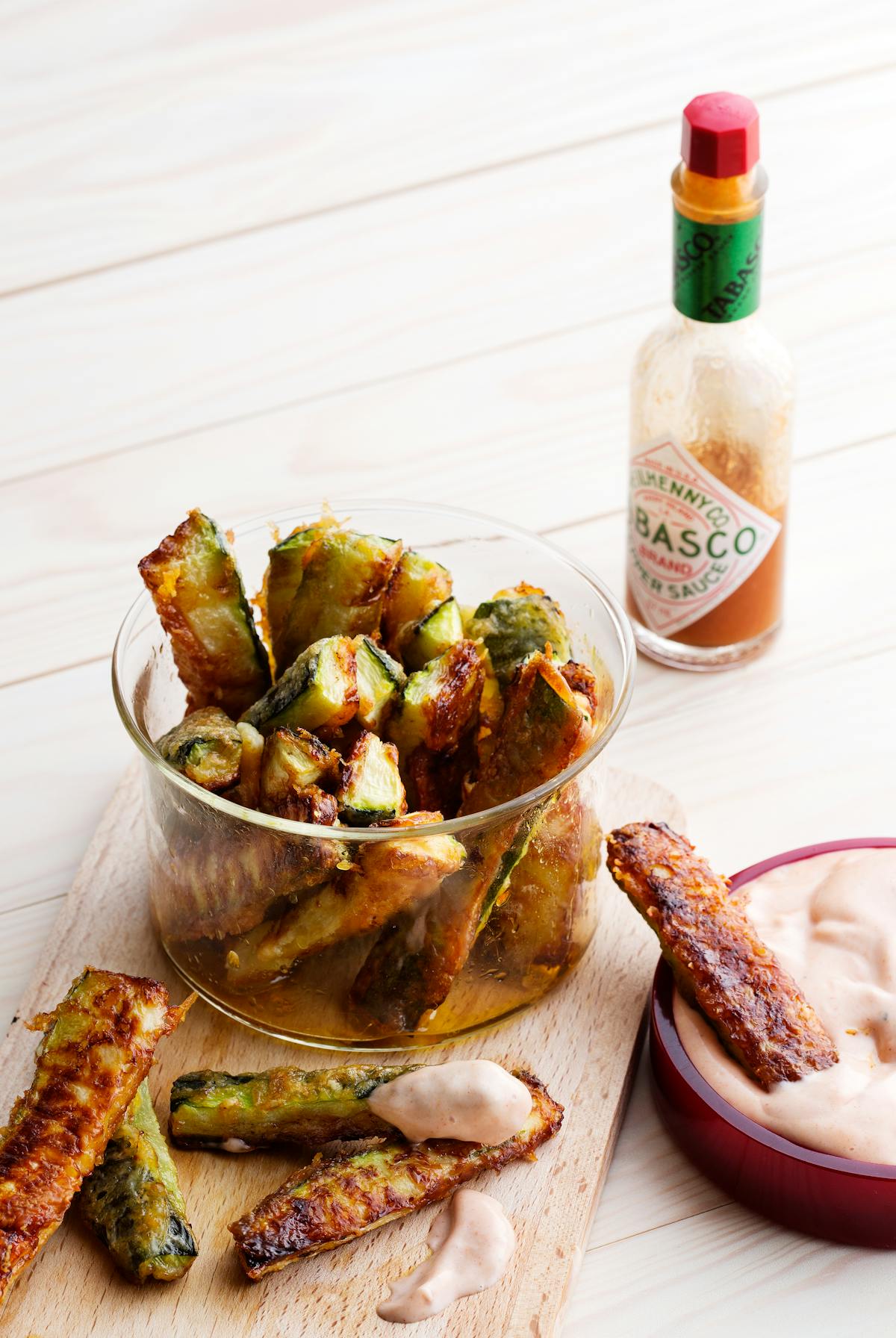 Keto zucchini fries with spicy tomato mayo