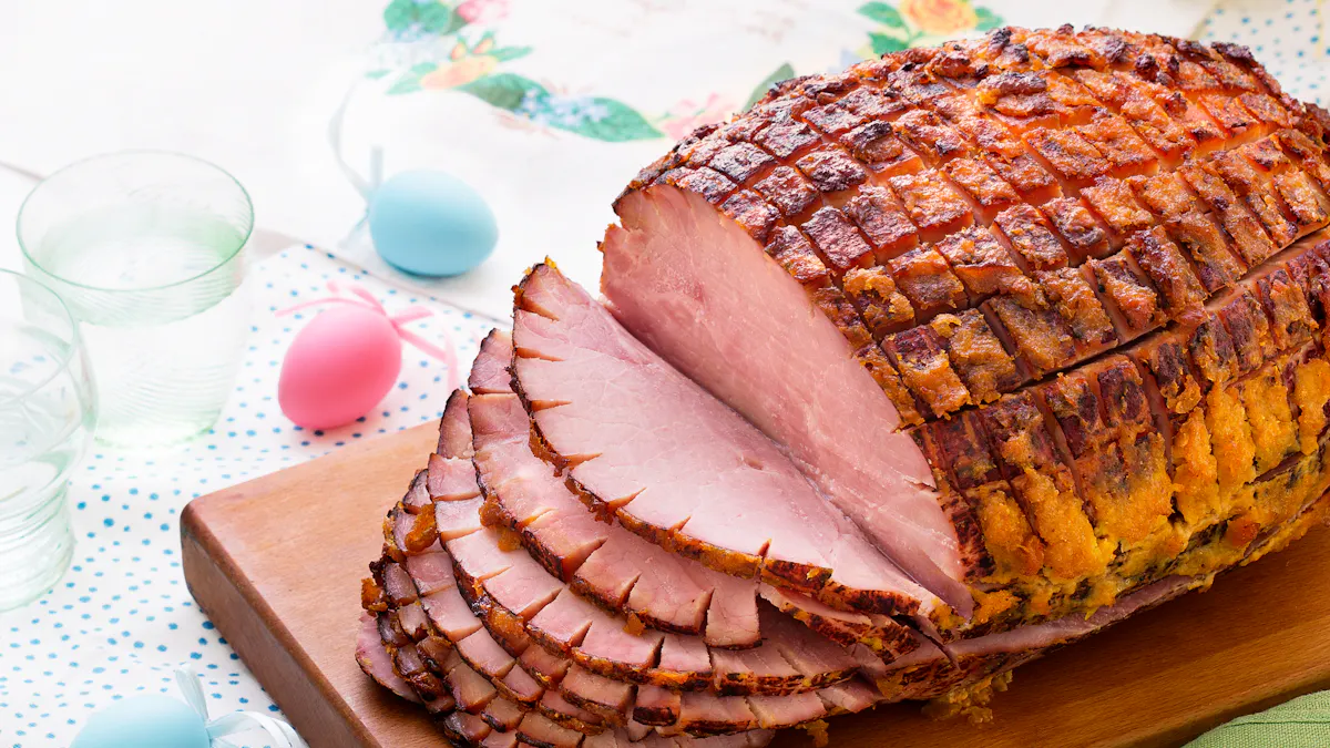 Apricot and mustard glazed ham