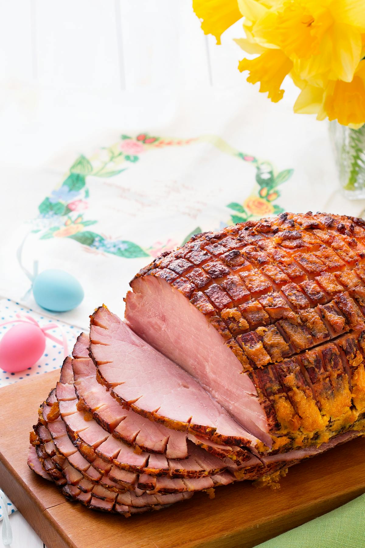 Apricot and mustard glazed ham
