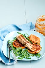 Grilled salmon and grapefruit