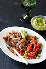 Keto pulled pork with roasted tomato salad