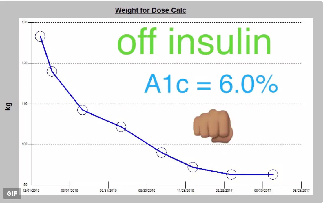Off all insulin, type 2 diabetes reversed and 30 kilos lost