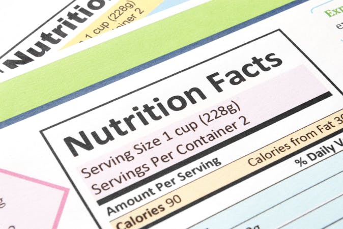 Close-up of the nutrition facts section