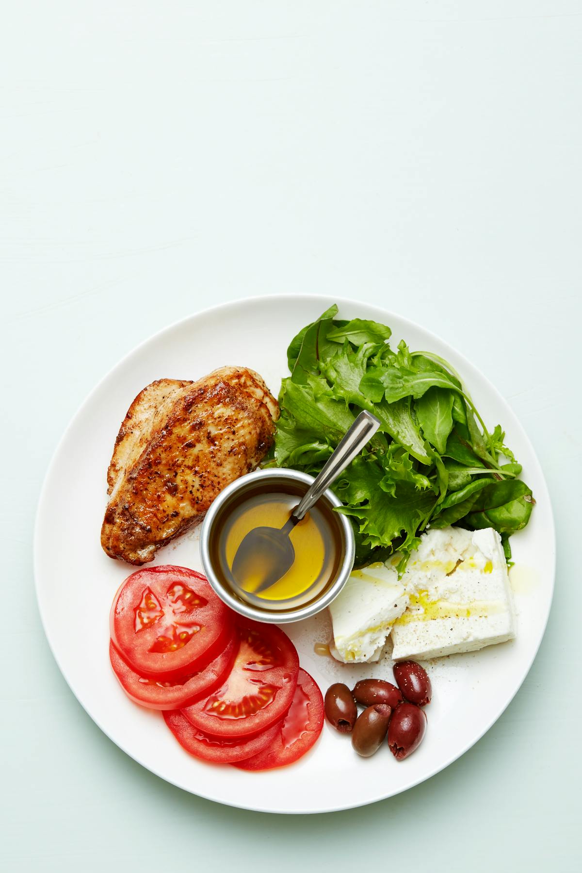 Keto chicken and feta cheese plate