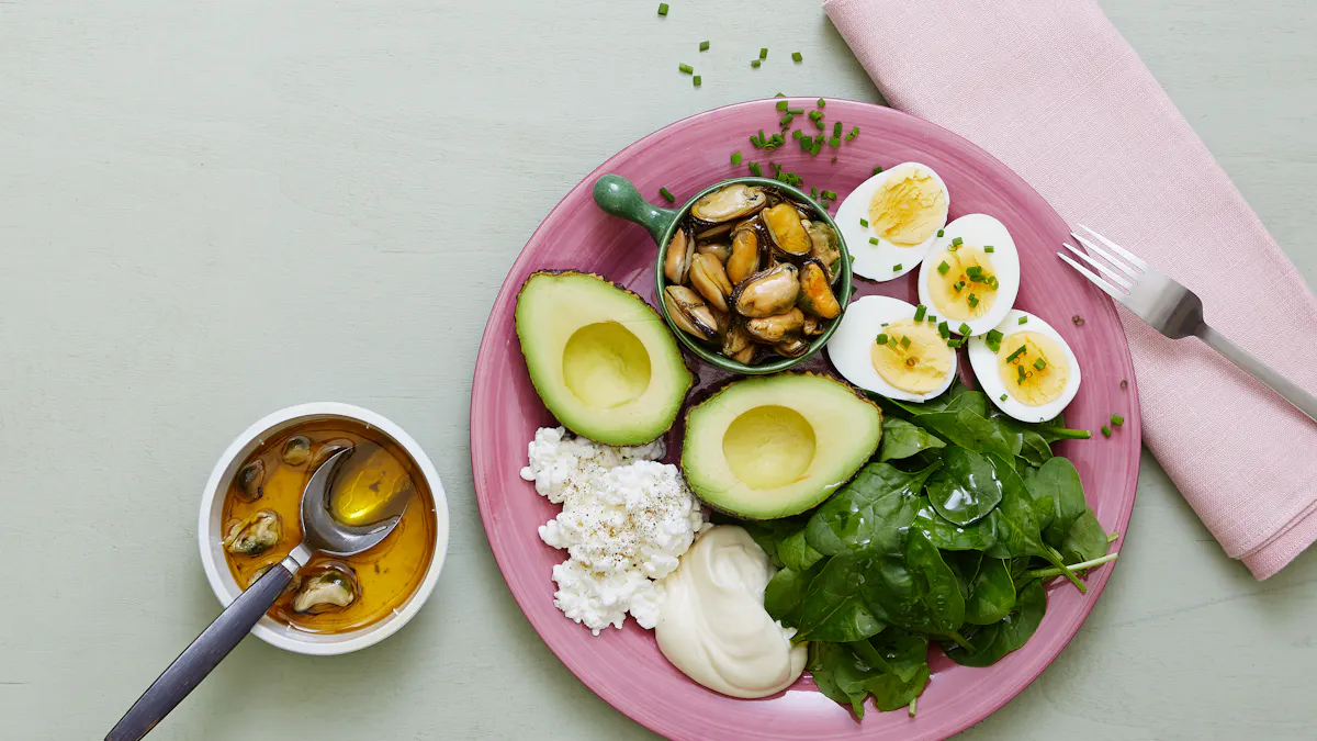 Keto smoked mussels plate