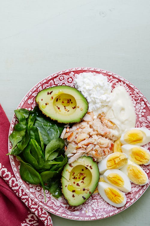 Keto crab meat and egg plate