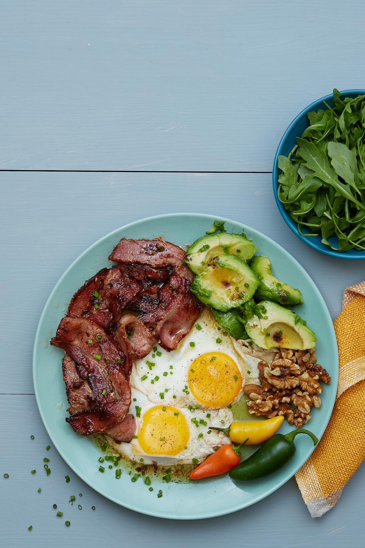 Keto bacon and eggs plate