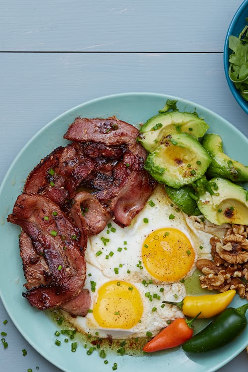 Keto bacon and eggs plate