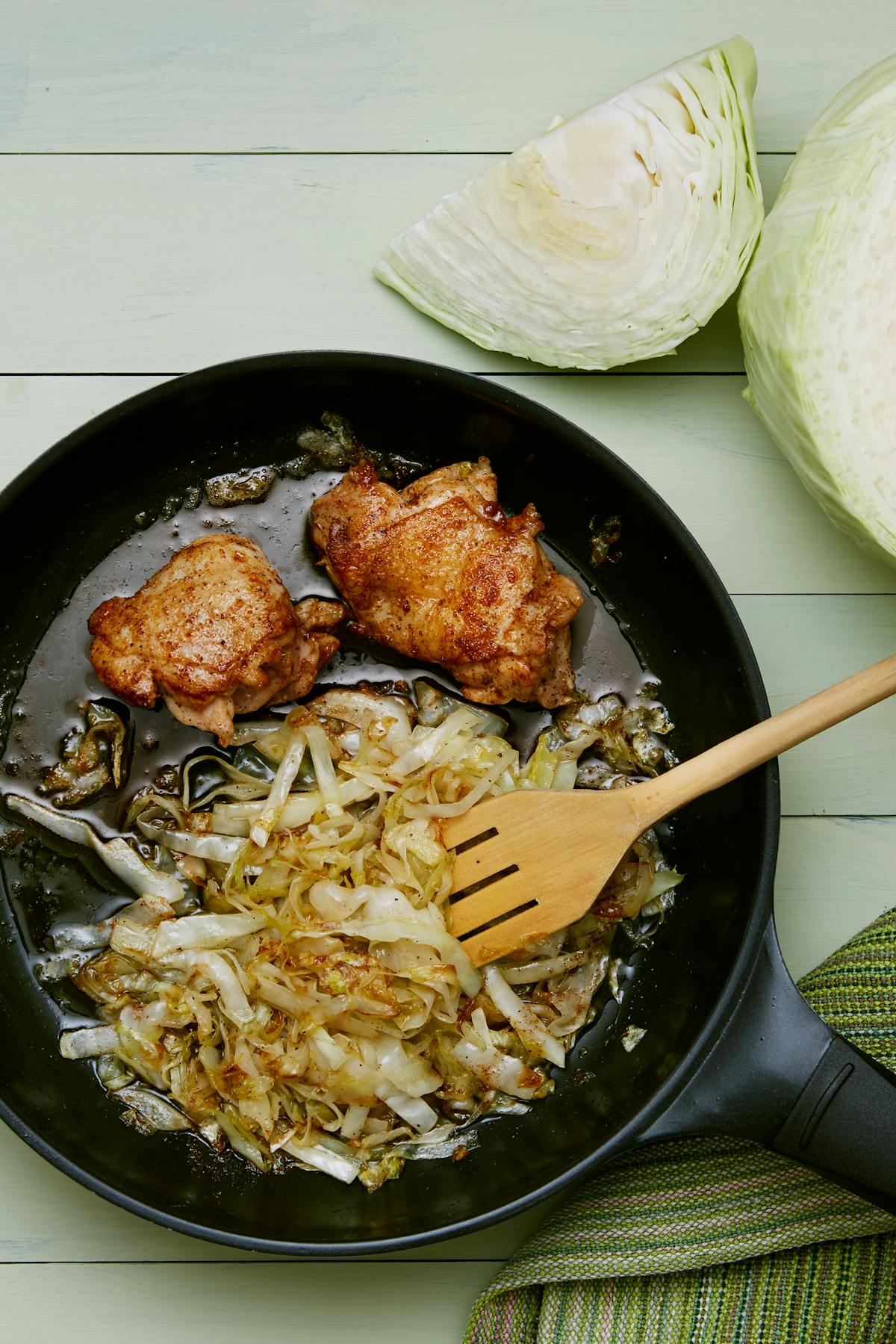 Keto fried chicken with cabbage