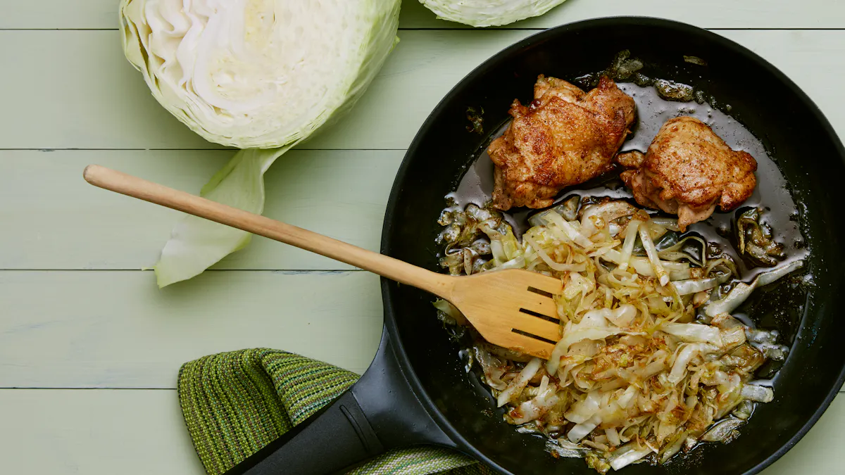 Keto fried chicken with cabbage