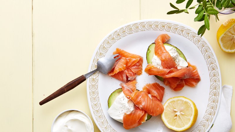 Keto salmon-filled avocados