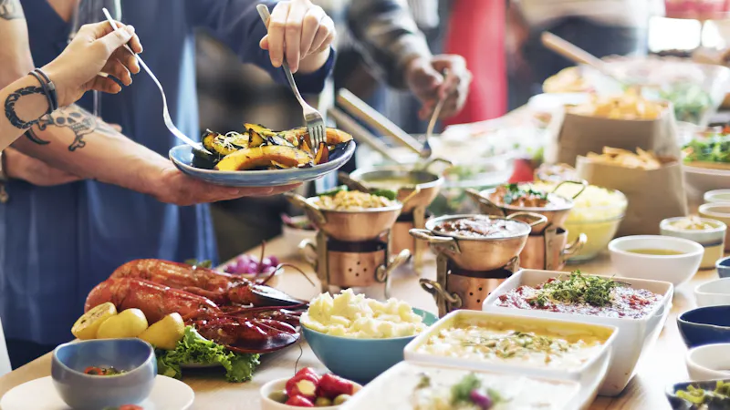 Catering Eating Companionship Buffet Festive Concept