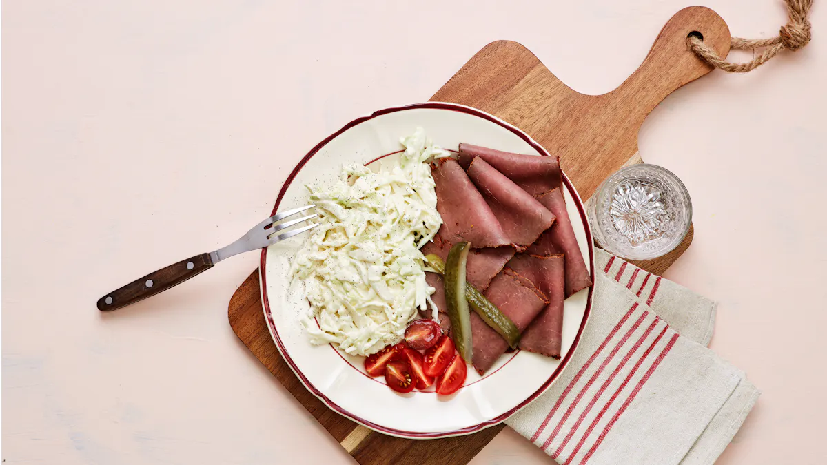 Keto deli roast beef with coleslaw