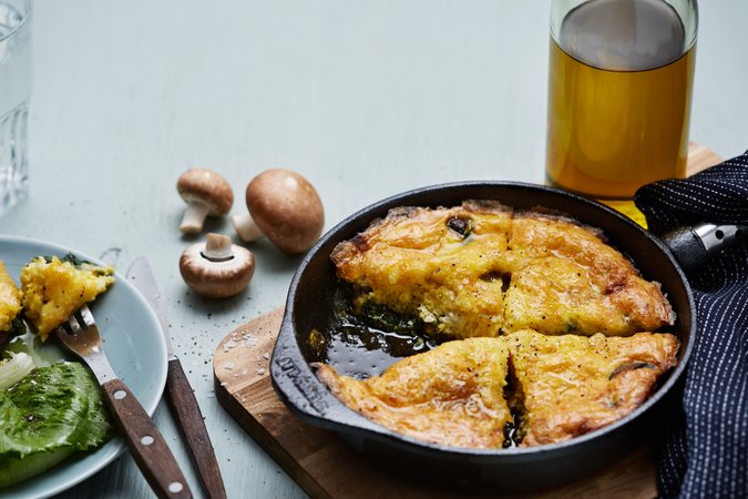 Keto goat cheese and mushroom frittata