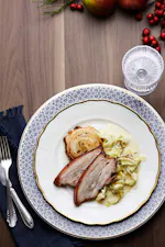 Roasted pork belly with creamed pointed cabbage