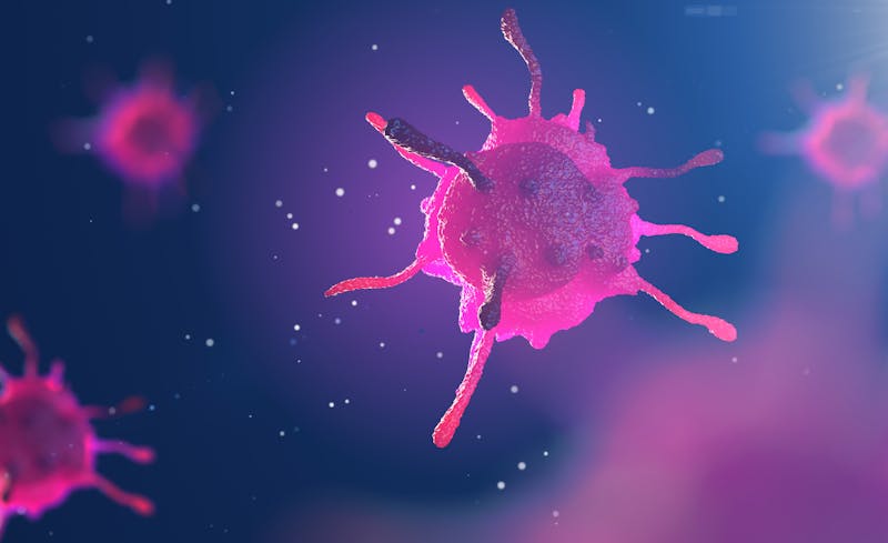 3d illustration of cell under microscope