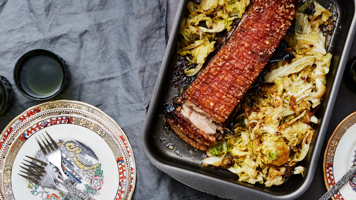 Crispy Chinese pork with cabbage