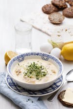 Keto Greek egg and lemon soup with chicken