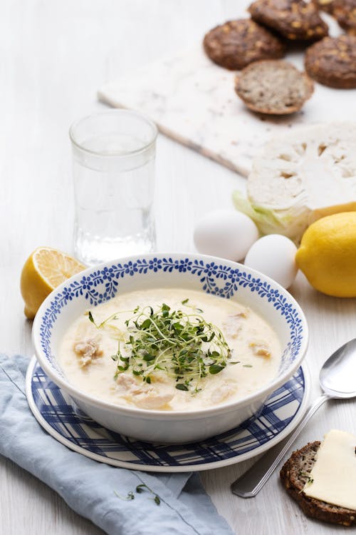 Keto Greek egg and lemon soup with chicken
