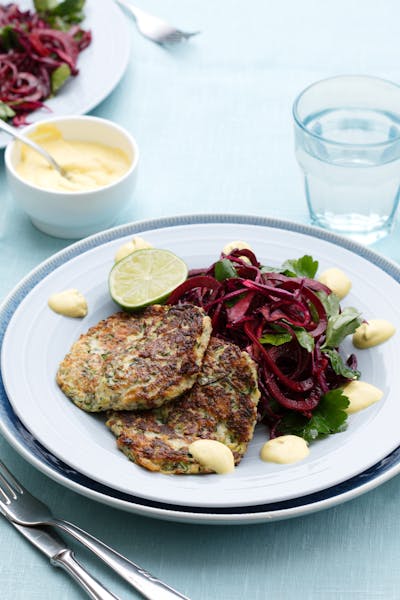 Zucchini fritters with beet salad<br />(Dinner)
