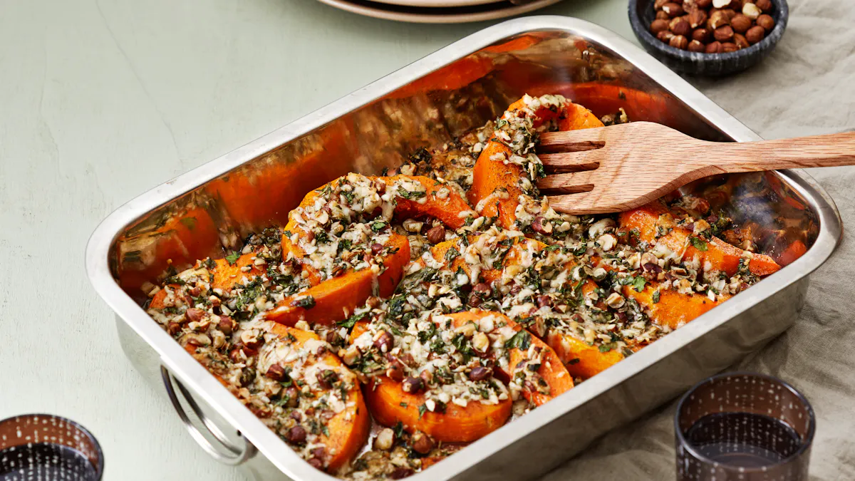 Roasted pumpkin with nuts and manchego cheese