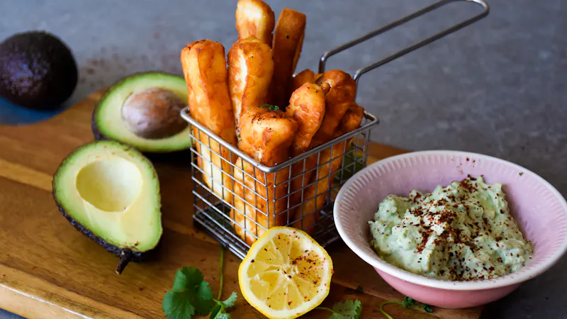 Halloumi Fries with Avocado Dip - A Perfect Low-Carb Snack