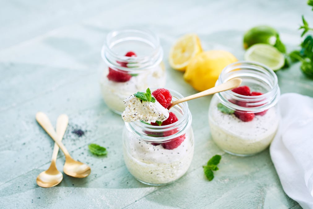 Lemon-lime poppy seed cheesecakes