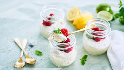 Lemon-lime poppy seed cheesecakes
