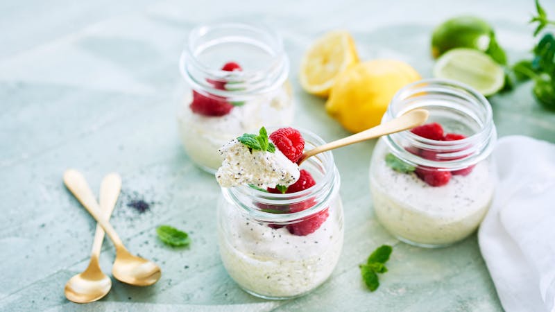 Lemon-lime poppy seed cheesecakes