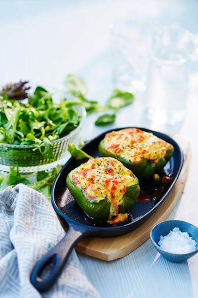 Feta cheese stuffed bell peppers<br />(Lunch)