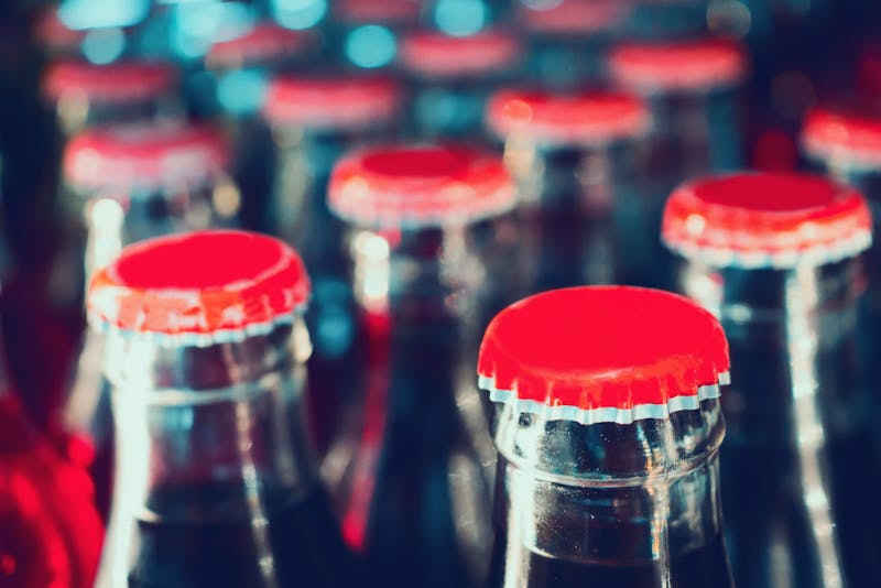 soft drinks in bottles background