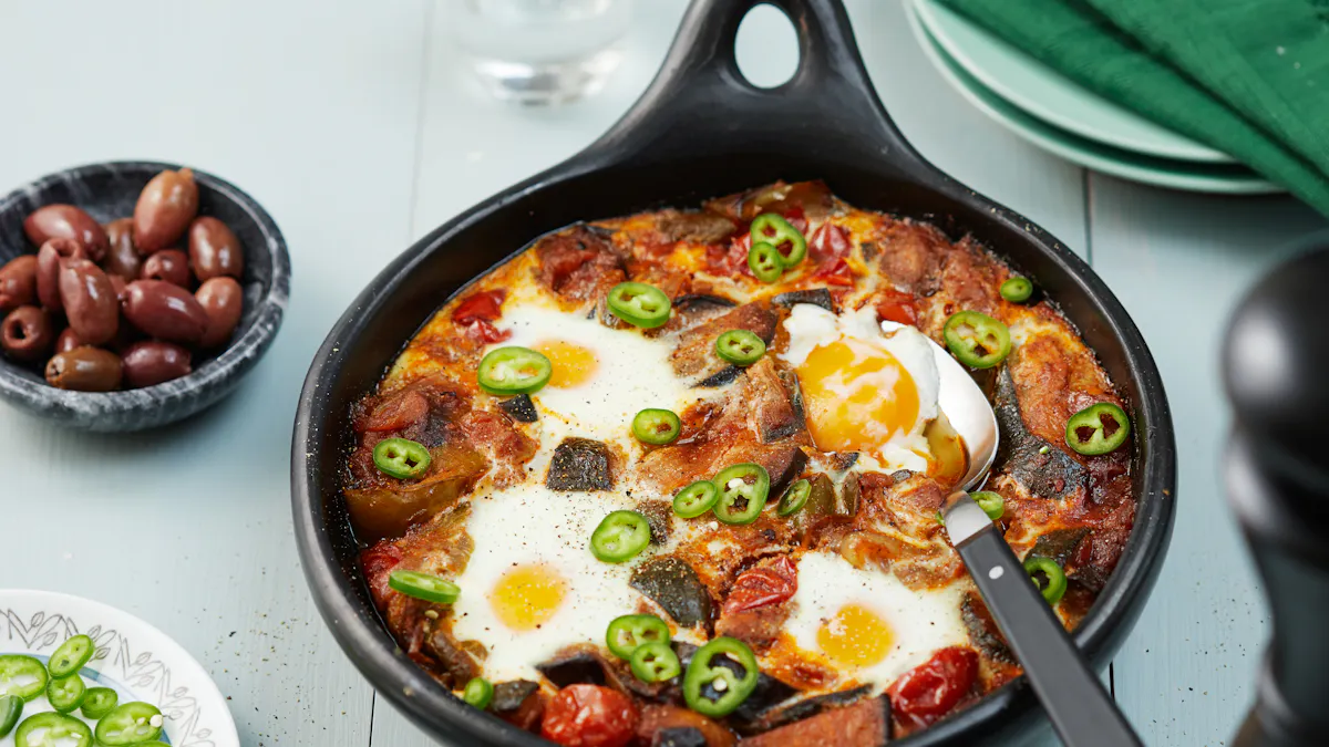 Ratatouille with baked eggs