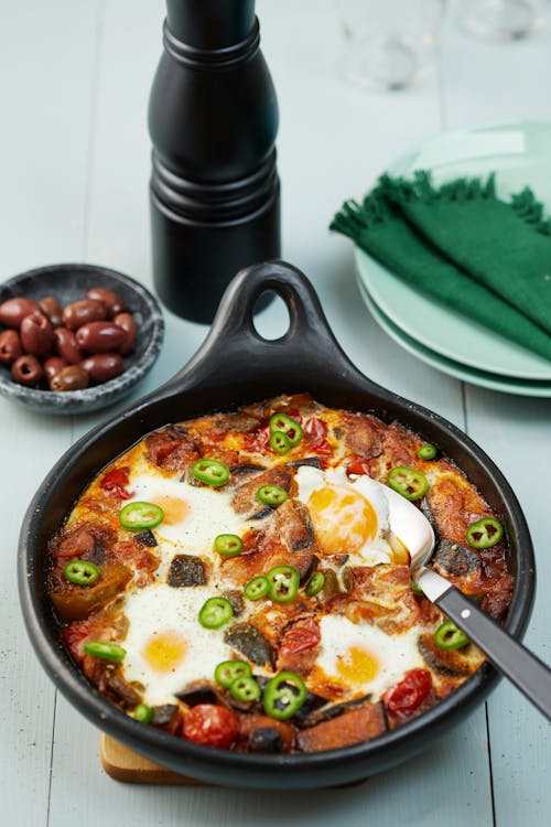 Ratatouille with baked eggs
