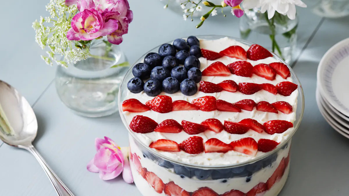 Low carb 4th of July summer berry trifle