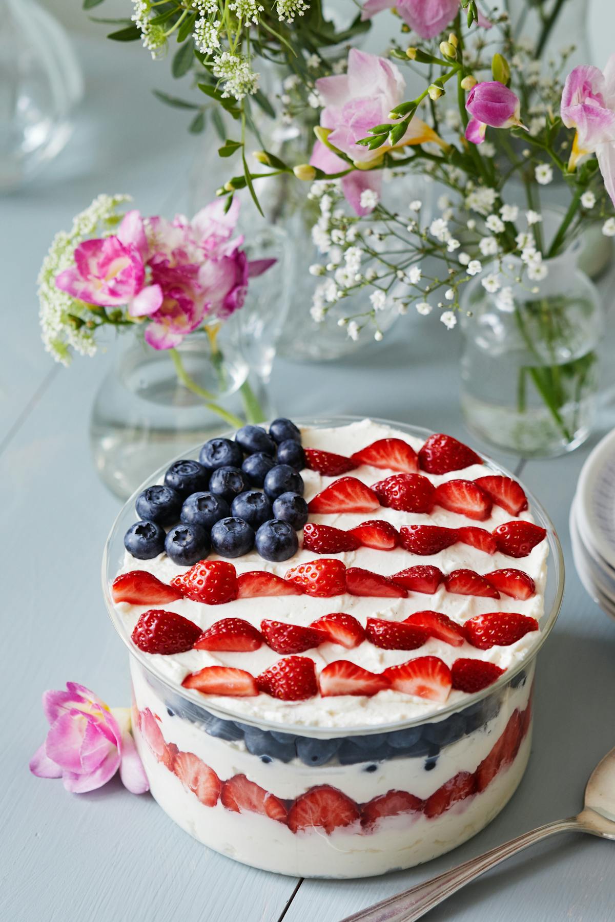 Low-carb 4th of July summer berry trifle