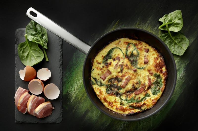 Eggs: Frittata with Bacon and Spinach Still Life