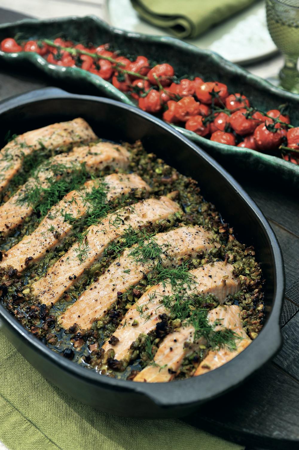 Keto Salmon with OlivePistachio Tapenade Recipe Diet Doctor