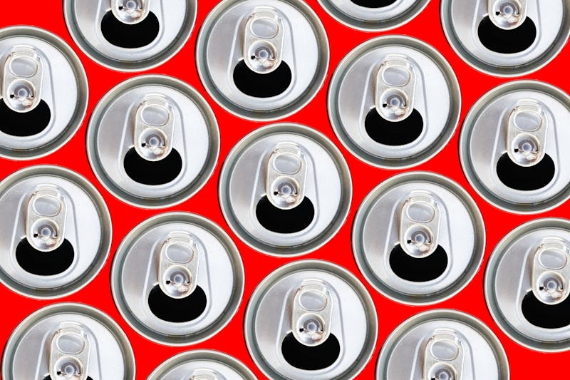 Metallic cans top view.