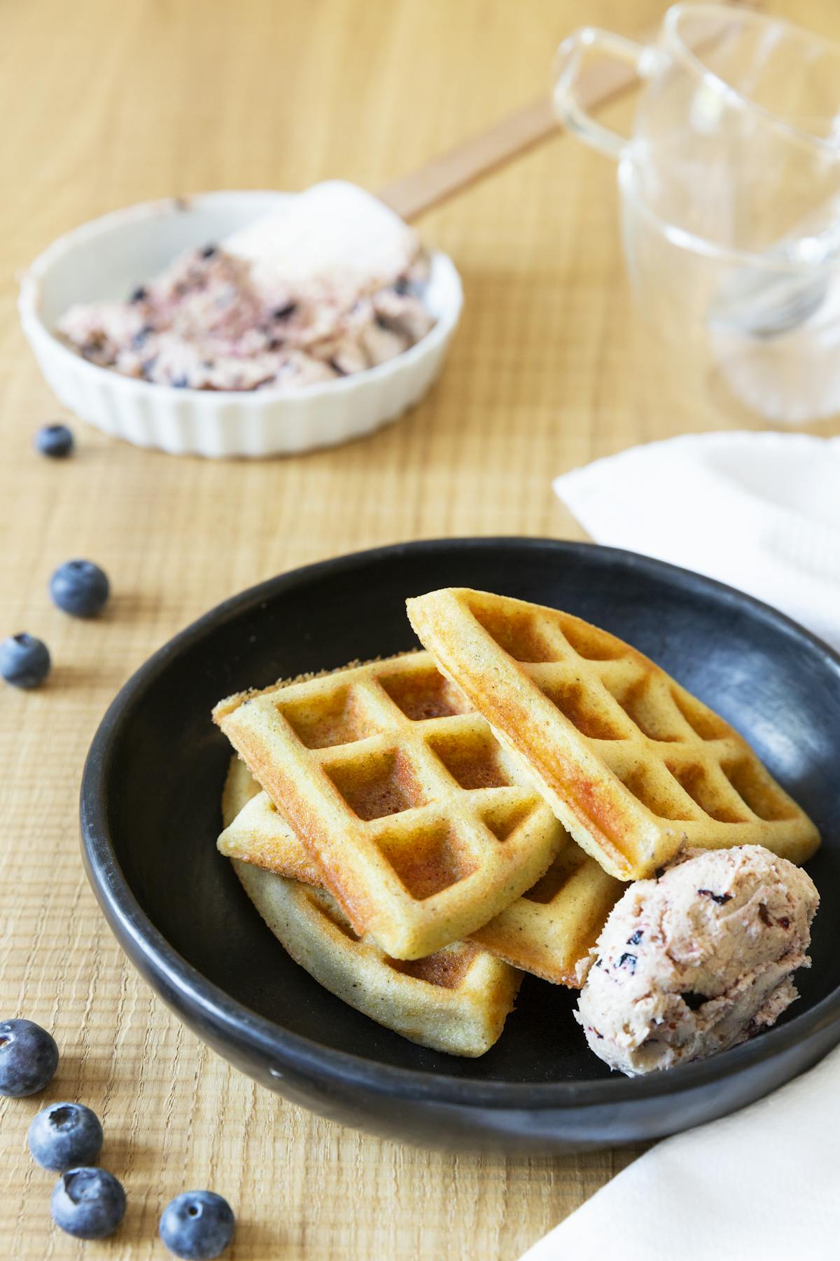 Keto waffles with blueberry butter