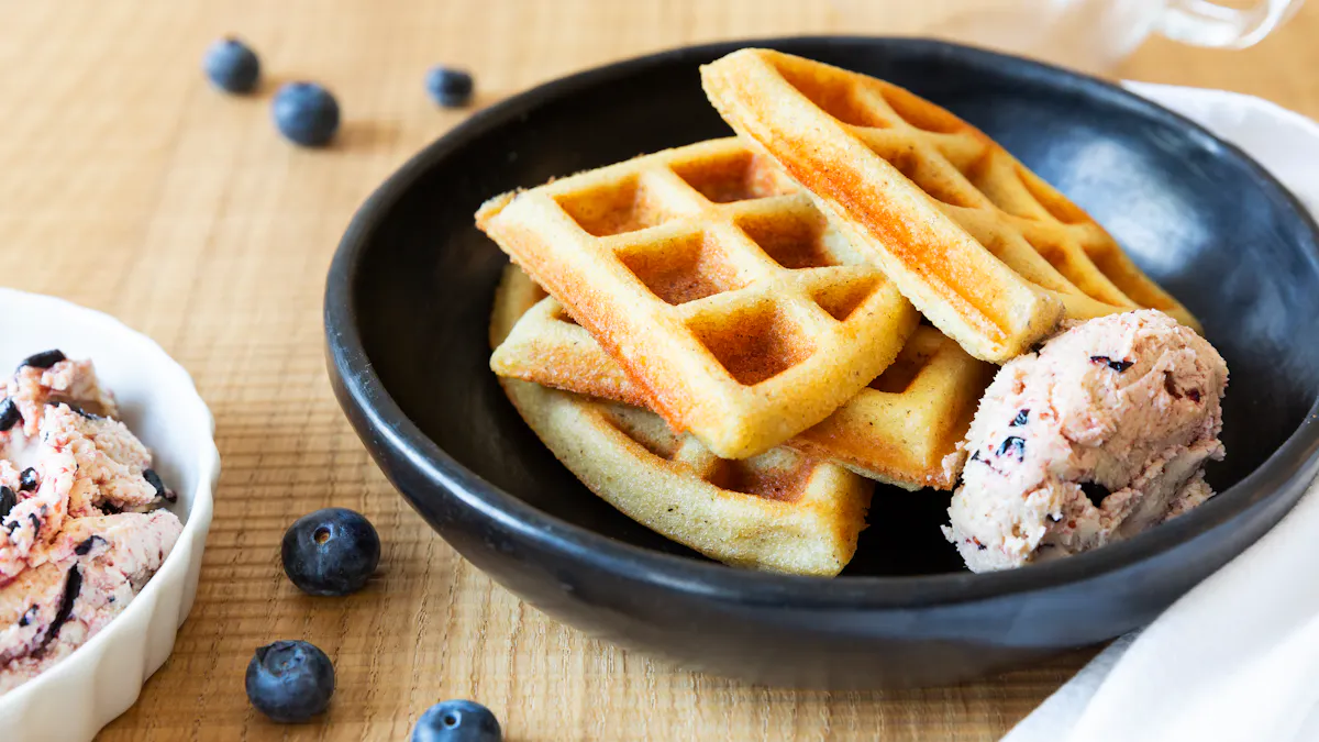 Keto waffles with blueberry butter