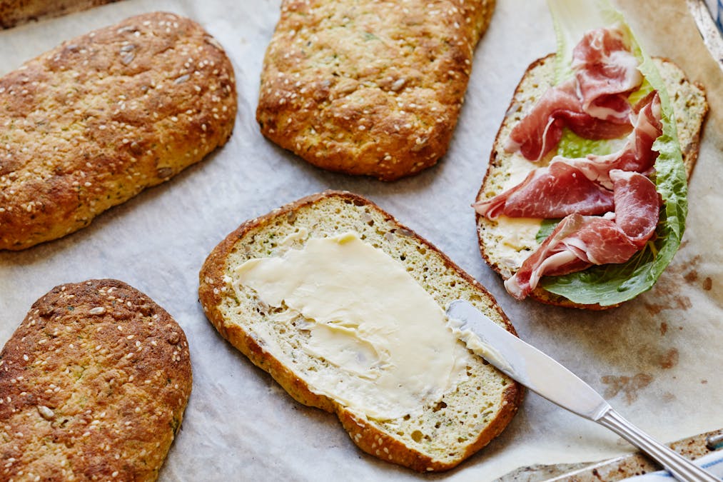 Low carb zucchini ciabatta