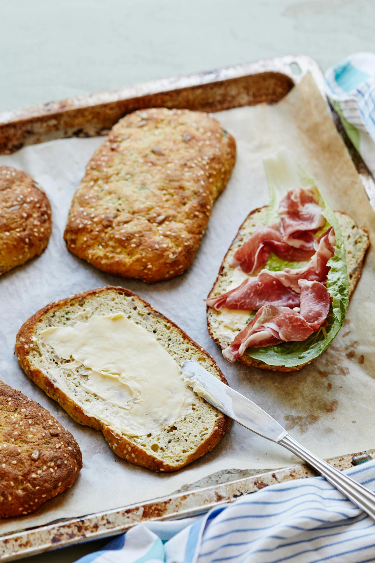 Low carb zucchini ciabatta