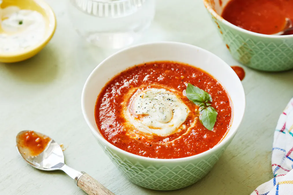 Tomato soup with basil aioli