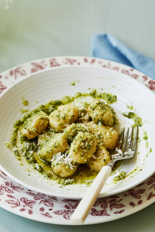 Keto gnocchi with homemade pesto