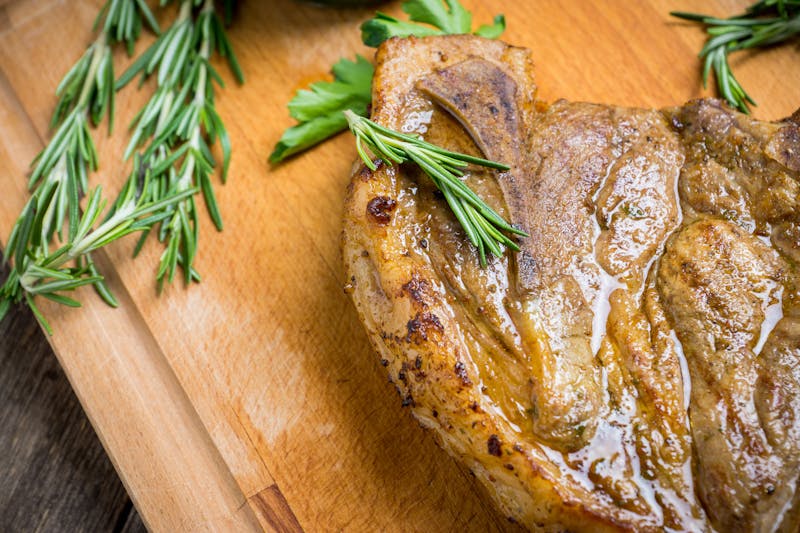 Grilled pork on the rustic background