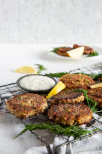 Keto zucchini salmon fritters