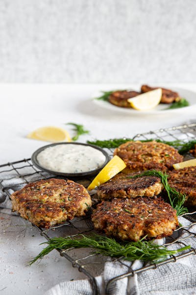Keto zucchini salmon fritters